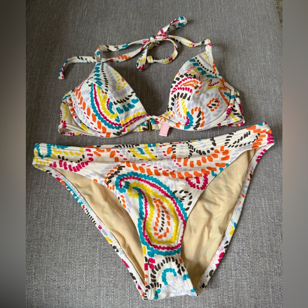 Colorful Paisley Bikini Set with Push-up Padding